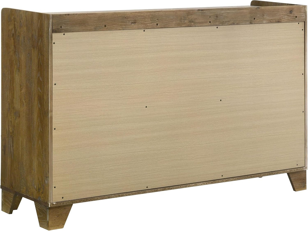 Coaster Home Furnishings - Henderson - Wood - 6-Drawer Dresser with Rustic Design, Faux Marble Top and Tip-Over Restraint - Bedroom - Medium Oak - 222973
