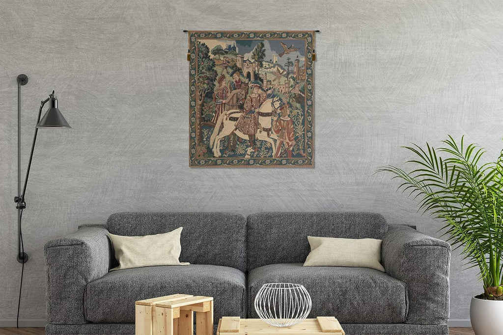C Charlotte Home Furnishings Inc Falcon Hunt Belgian Tapestry Wall Hanging | Viscose Cotton and Polyester Blend Wall Art | 69 in. x 56 in | Home Decor Accents