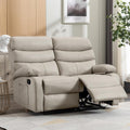 Reclining Loveseat Sofa, Anti-Scratch Leather Manual Loveseat Recliner with Side Pocket, Wall Hugger Loveseat Recliner for Living Room, RV, Home Theater(Beige)