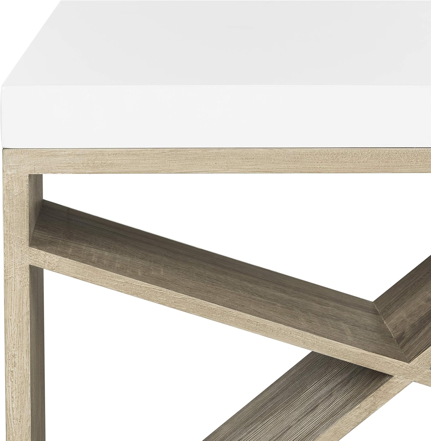 Safavieh Home Collection Carlton White Lacquer and Light Oak Side Coffee Table