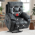 EBELLO Power Lift Recliner Chair with Massage and Heat, Soft Fabric Massage Recliner for Adults with Hidden Cup Holders, Side Pocket, Overstuffed Single Sofa for Living Room, Dark Greenish-Grey