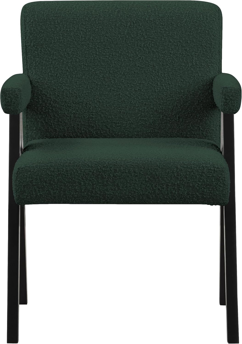 Meridian Furniture 481Green Woodloch Collection Mid-Century Modern Boucle Fabric Upholstered Accent Chair with Rich Green Boucle Fabric, Black Finish Solid Wood, 24.5' W x 23.5' D x 32' H, Green