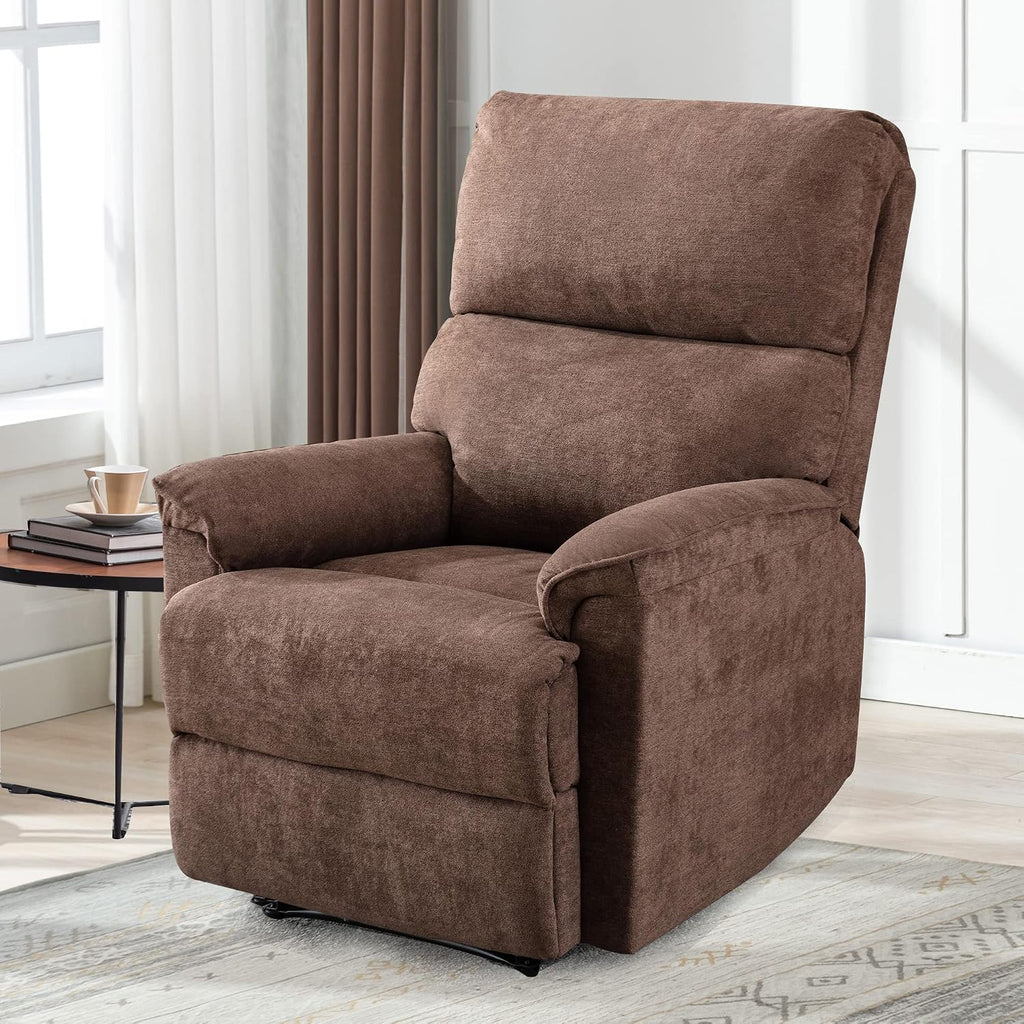 EBELLO Power Recliner Chair, Electric Recliner, Breathable Fabric Single Overstuffed Recliner Sofa with USB Charge Port for Elderly Living Room, Bedroom, Brown