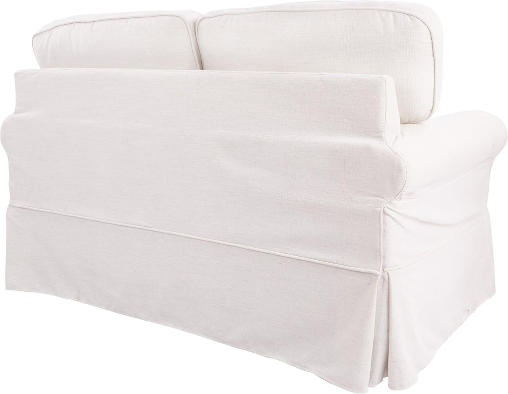 OSP Home Furnishings Ashton Rolled Arm Loveseat with Slipcover, Ivory