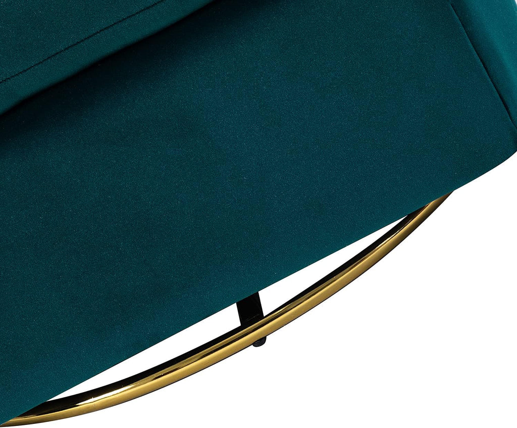 HULALA HOME Swivel Accent Chair with Gold Metal Base, Contemporary Velvet Curved Swivel Barrel Chair, Upholstered Club Armchair, Leisure Single Sofa for Living Room, Nursery, Bedroom(Teal)