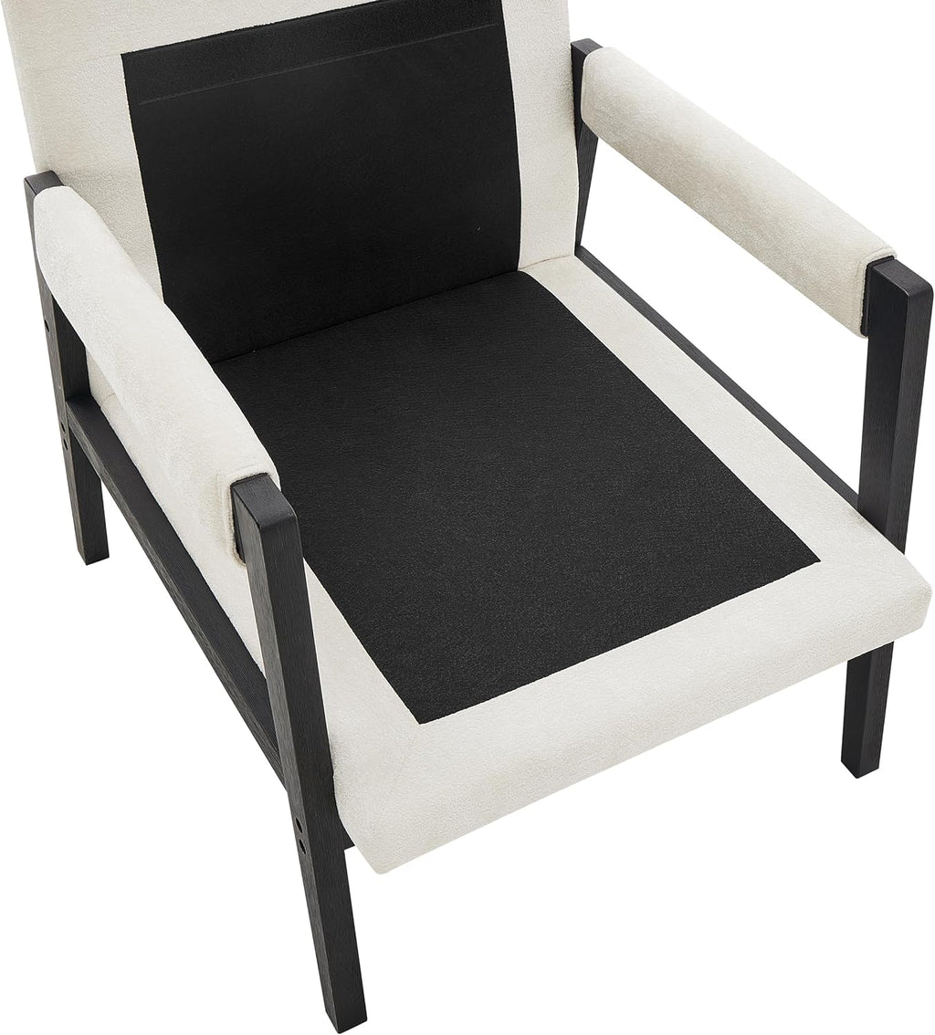 Roundhill Furniture Kelly Mid-Century Modern Chenille Upholstered Accent Armchair, White