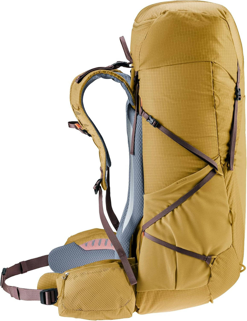 Deuter Aircontact Ultra 50 + 5L Lightweight Thru-Hiker Backpack for Backpacking & Long-Distance Hiking & Travel - Savanna-Raisin