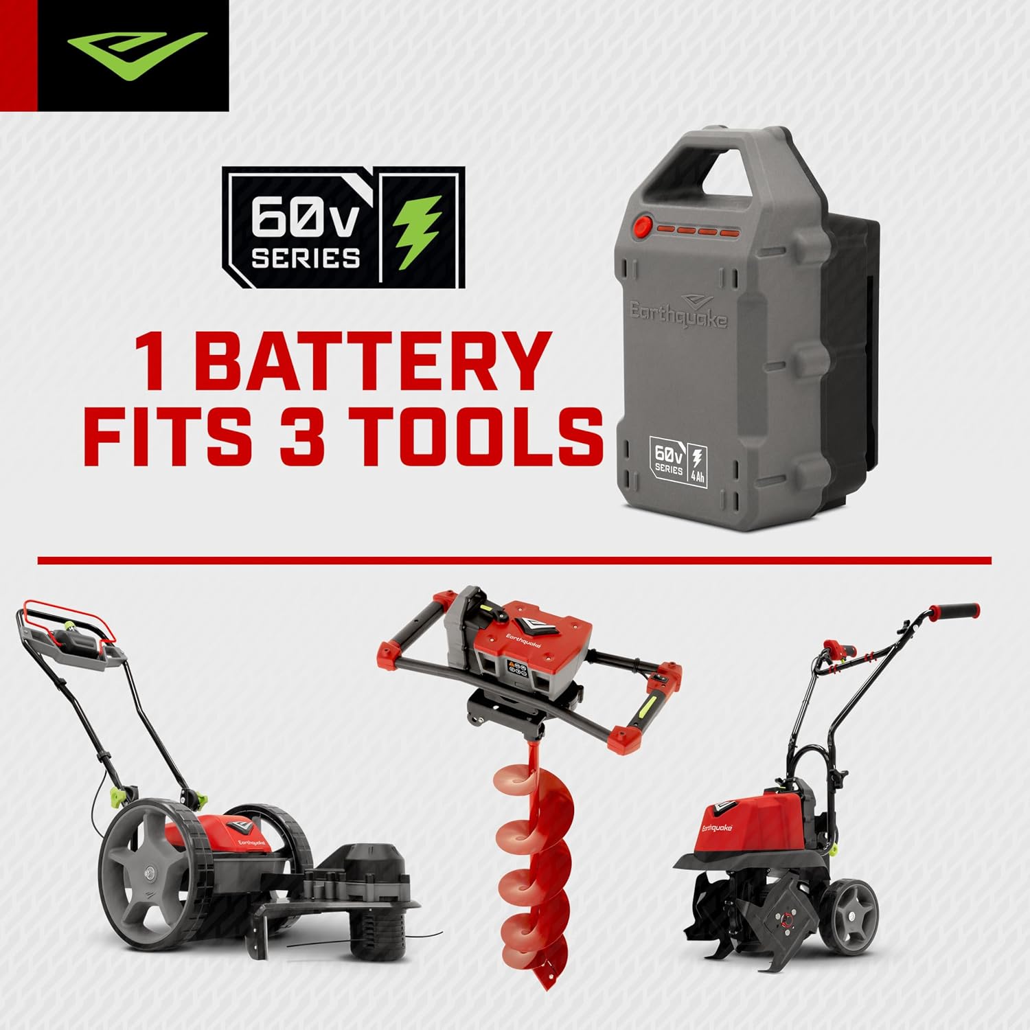 Earthquake 60V Cultivator with 4Ah Battery and Charger Included, Variable Speed Trigger, Adjustable Transport Wheels, Overhand Handlebars, U.S. Based Customer Support, 46091