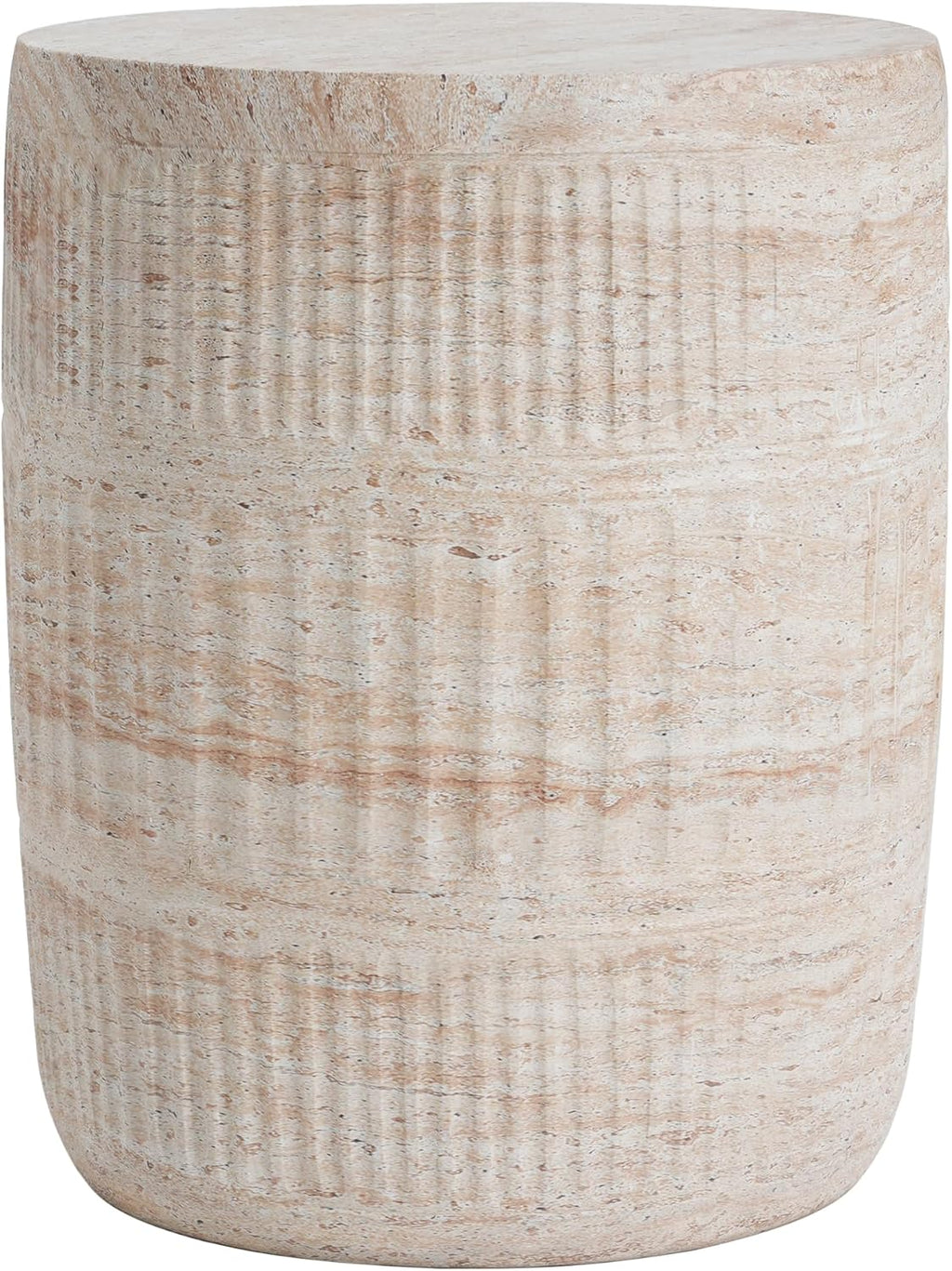 Christopher Knight Home Jaym 18.50' H Indoor Outdoor Accent Side Table, Patio Decorative End Table, Cylinder Lightweight Concrete Garden Stool for Patio Balcony & Garden Decor, Travertine