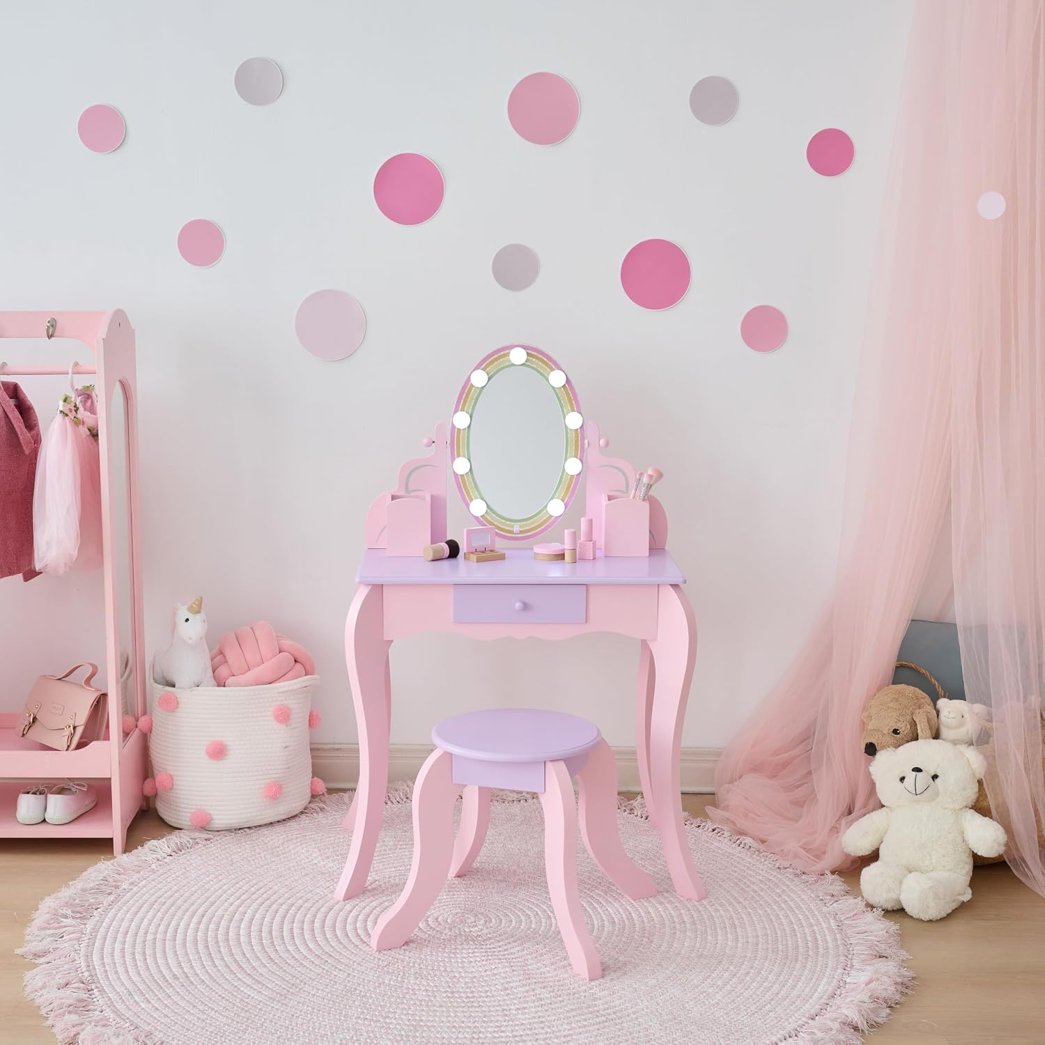 Teamson Kids - Little Princess Rapunzel Vanity with LED Illuminated Mirror