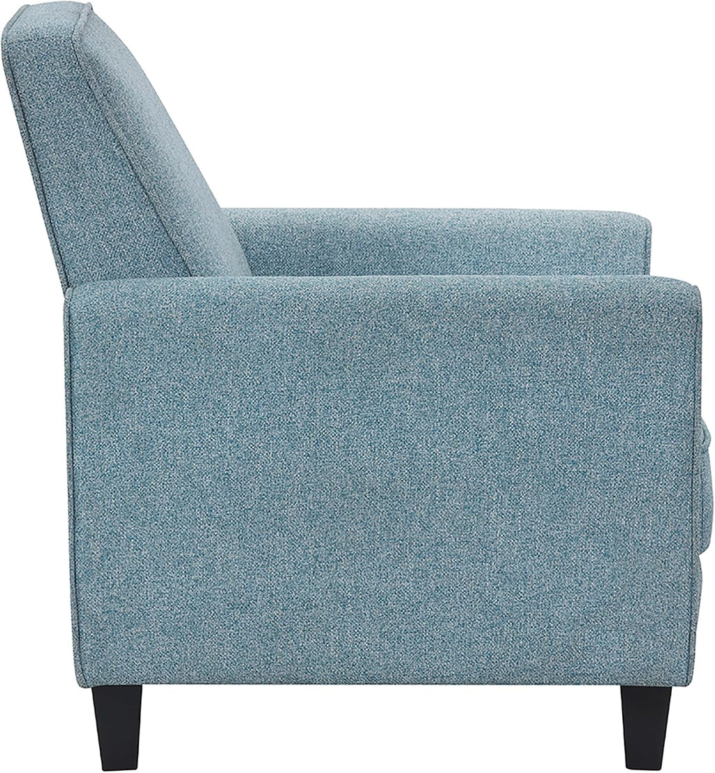 24/7 Shop at Home Mulvane Modern Recliner Chair with Push Back & Foot Rest, Single Couch with Fabric Upholstered & Plastic Legs, Sofa Reclinable Individual for Bedroom, Living Room, Home Office, Blue