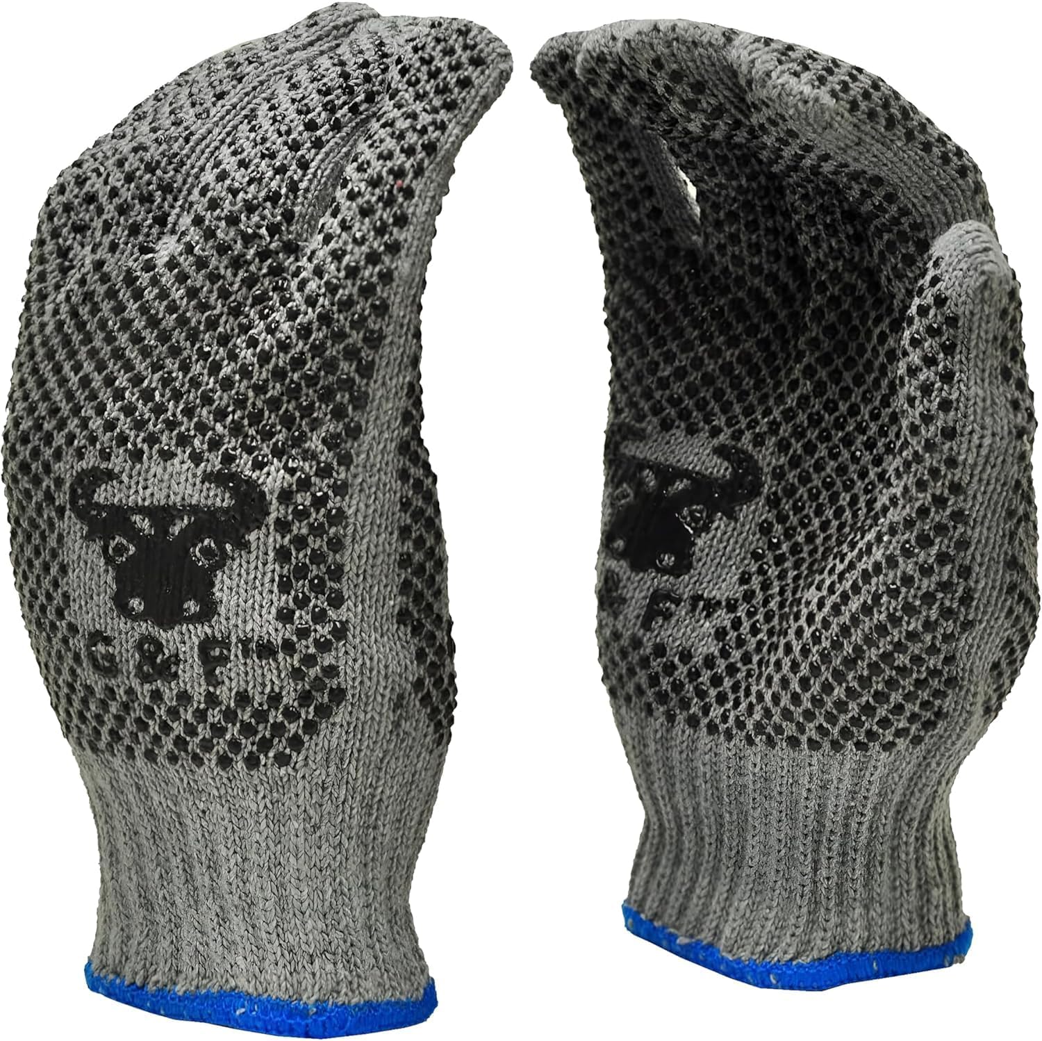 G & F Products Natural Cotton Work Gloves with double-side PVC Dots Grey Gloves , Assorted ring colors, X-Large, 120 Pairs (Sold by Case)