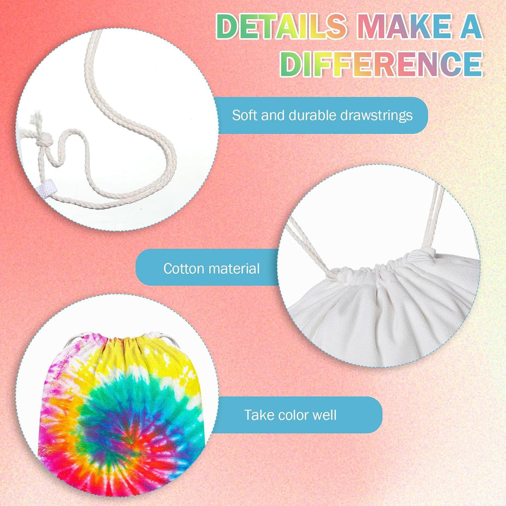 Abbylike 150 Pcs Tie Dye Cotton Drawstring Bag Bulk Sublimation Blank Backpack Canvas Drawstring Tote Bag Items to Tie Dye