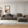 Christopher Knight Home Zacha 121' Modular L-Shape Sofa Couch with Chaise Lounge, Modern Boneless Sofa for Living Room, Fabric Upholstered Cloud Couch with Deep Seat, Dark Brown
