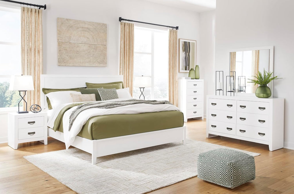 Signature Design by Ashley Binterglen Casual Coastal Six-Drawer Dresser with Dovetail Construction for Bedroom, White Finish, 57.13' W x 16.38' D x 35.5' H