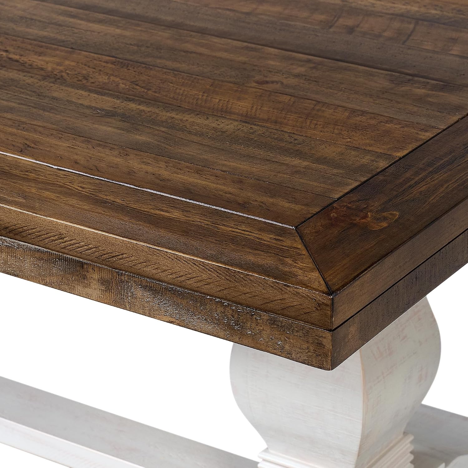 Martin Svensson Home Napa Solid Wood Pedestal Coffee Table, White Stain and Reclaimed Natural