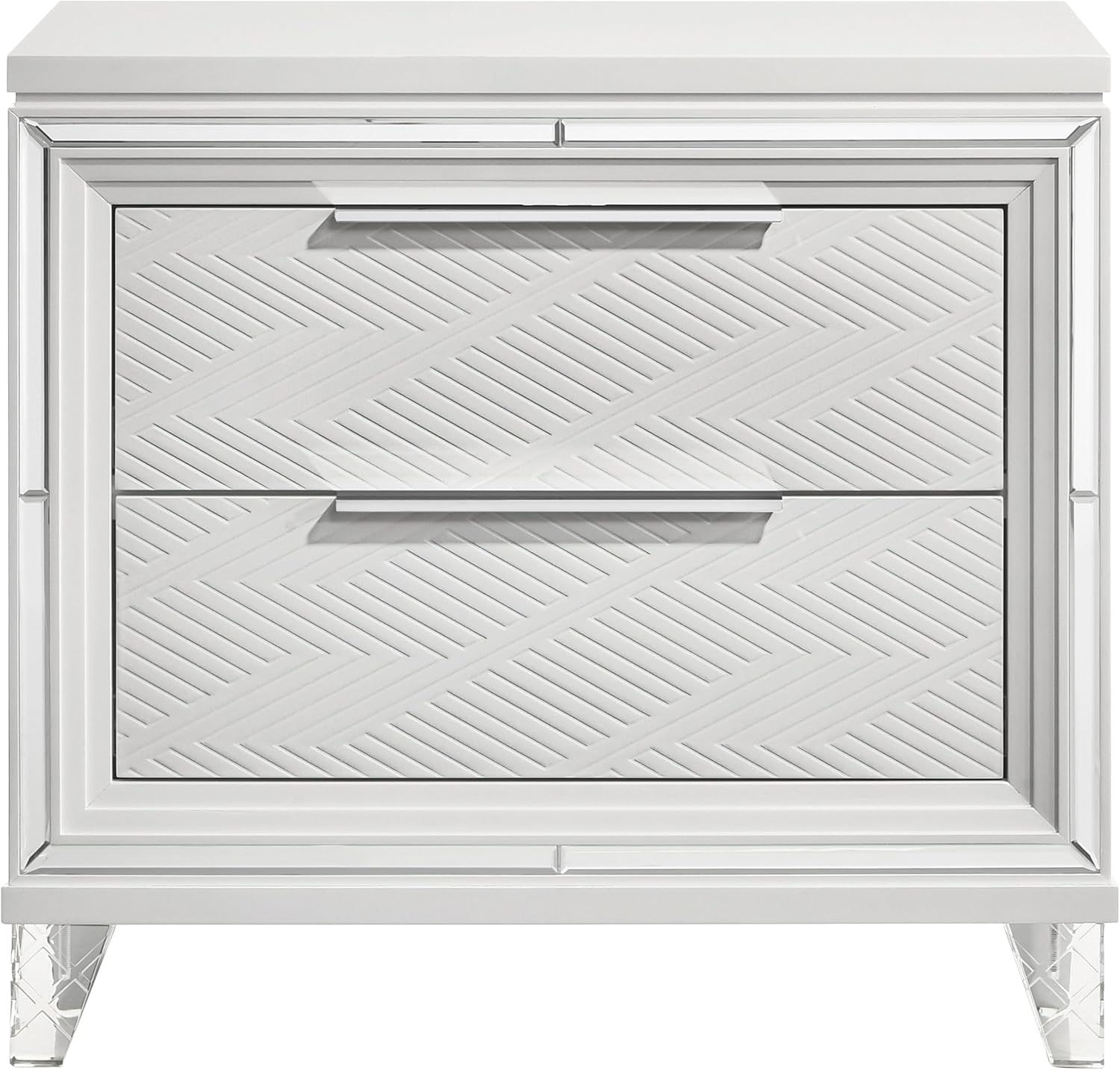 Coaster Home Furnishings Marmore Contemporary Wood 2-Drawer Bedroom Nightstand Bedside Table Organizer Unit White 224962