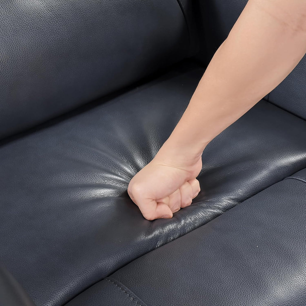Lexicon Swivel Glider Reclining Chair, Top Grain Leather Match Manual Recliner, Comfy Nursery Glider Recliner, Swivel Reclining Chair for Living Room/Office/Bedroom/Apartment, Dark Blue
