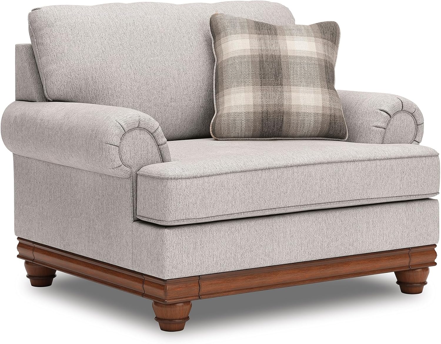 Signature Design by Ashley Stoughton Transitional Oversized Chair with Reversible Cushions and Rolled Arms, Light Gray