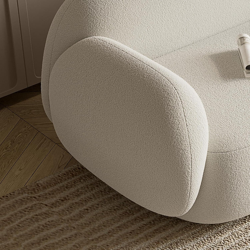 Acanva Modern Minimalist Sofa for Living Room Lounge Home Office, Rounded Edges Couch with Soft Boucle Upholstered, 78.7'W, White