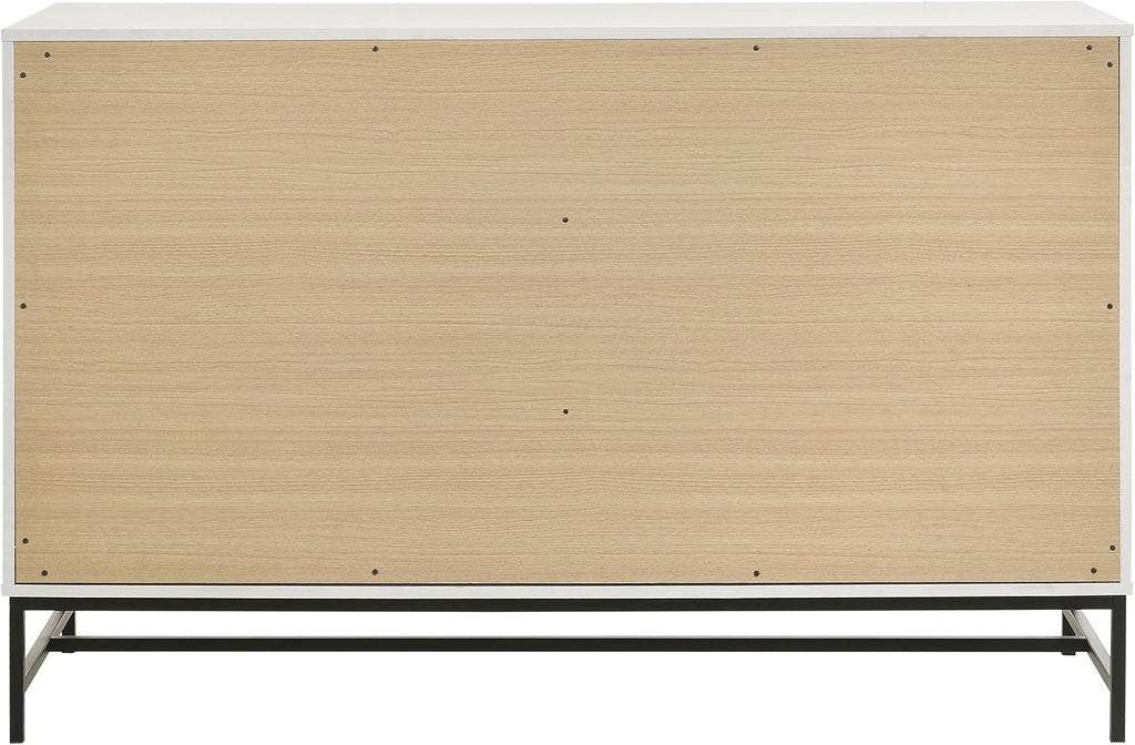 Coaster Home Furnishings - Sonora - Melamine - 6-Drawer Dresser with Contemporary Style, Black Metal Base, Bar Pull Handles, Rectangular Structure, Tip-Over Restraint - Bedroom - White - 224863