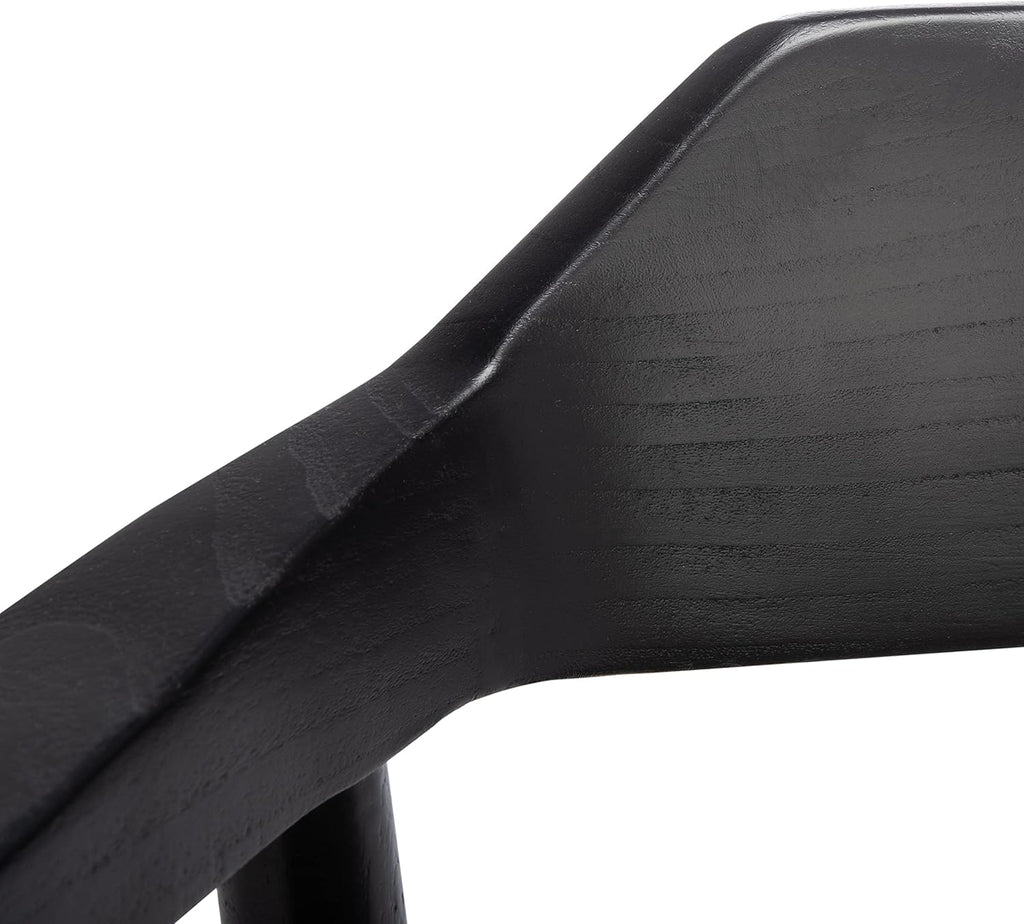 SAFAVIEH Home Collection Munro Black Sungkai Wood/Black Leather Woven Accent Chair (Fully Assembled)