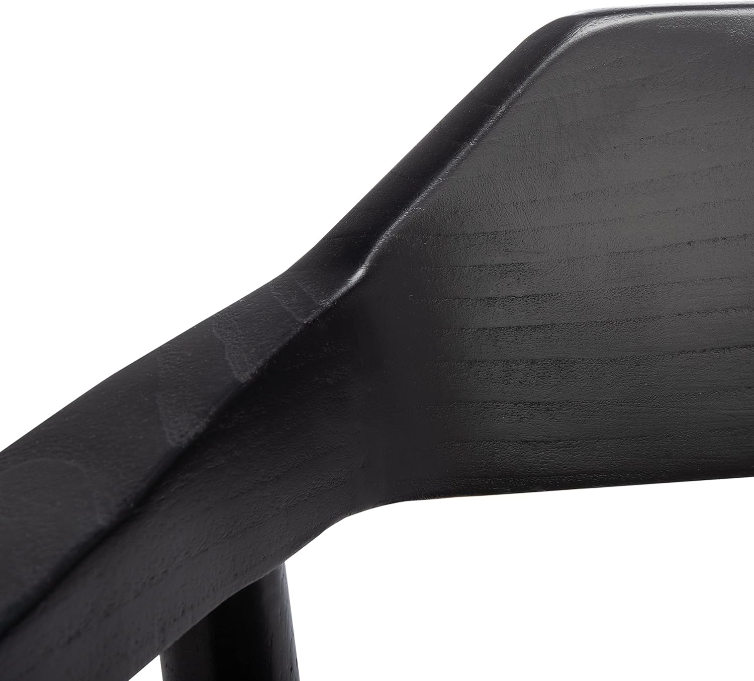 SAFAVIEH Home Collection Munro Black Sungkai Wood/Black Leather Woven Accent Chair (Fully Assembled)