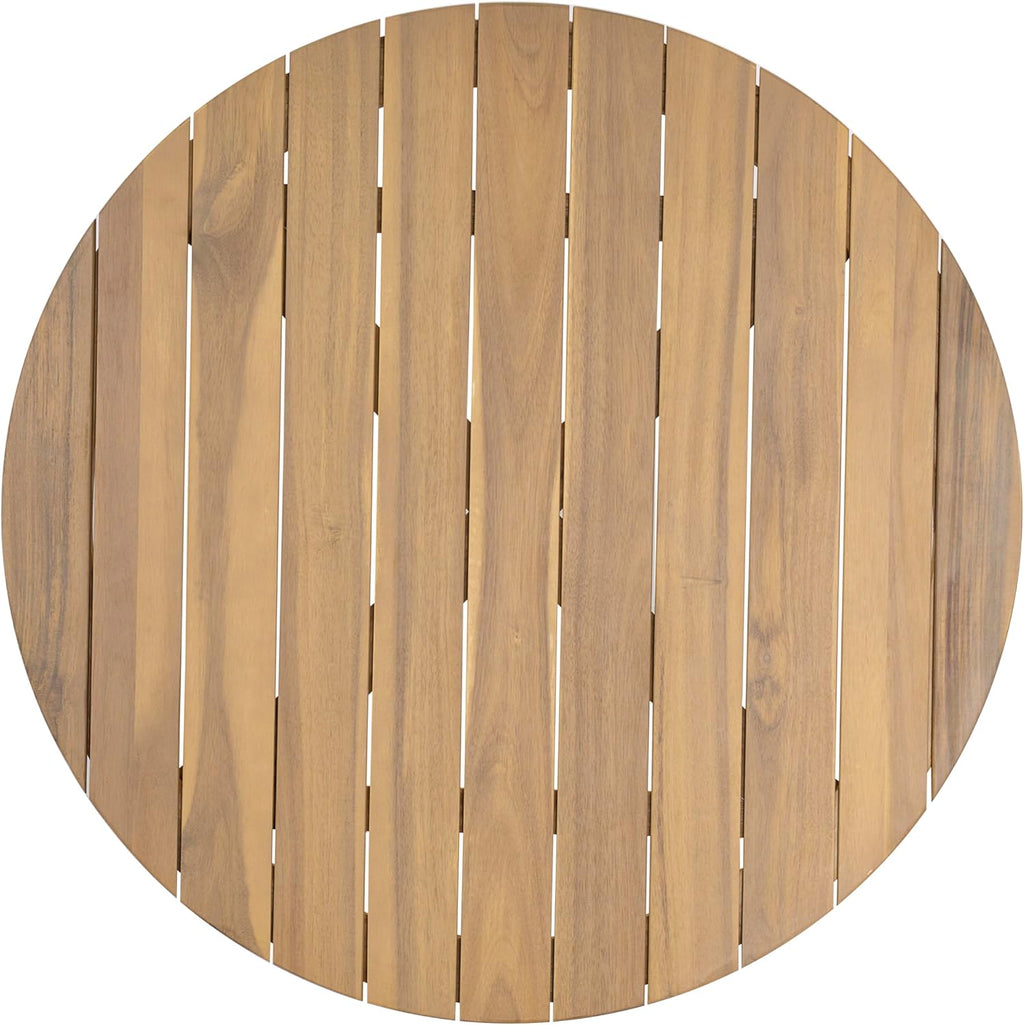 Christopher Knight Home Lalina Outdoor Coffee Table, Acacia Wood Accent Table with Slatted Panel Design, Round Patio Table for Garden Porch Balcony, Low Maintenance Outdoor Furniture, Natural