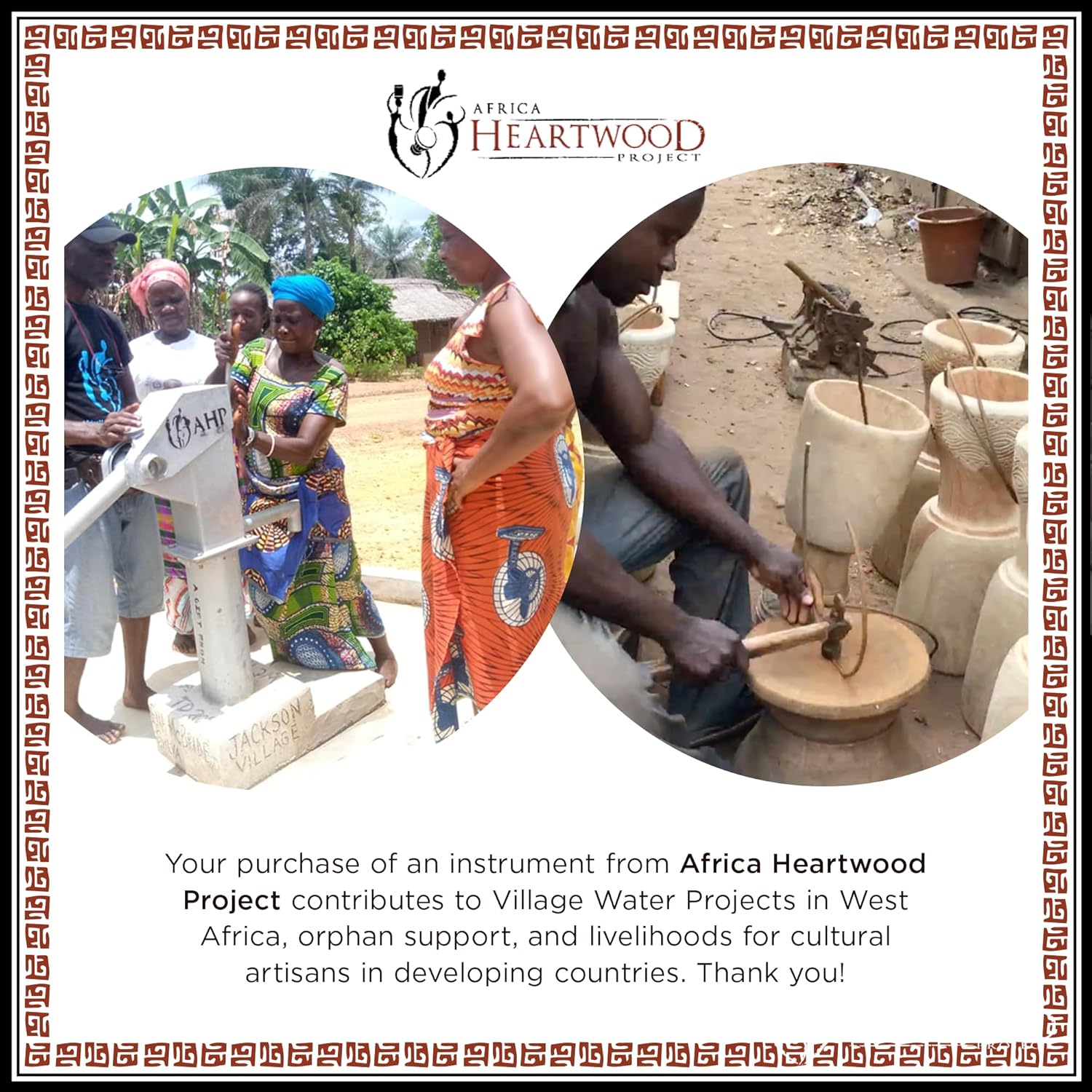 Africa Heartwood Project Classic Heartwood Gyli with Mallets – 10 Key C Pentatonic - African Xylophone Balafon from Ghana, Handcrafted by Village Artisans in Ghana - Key of C-C#