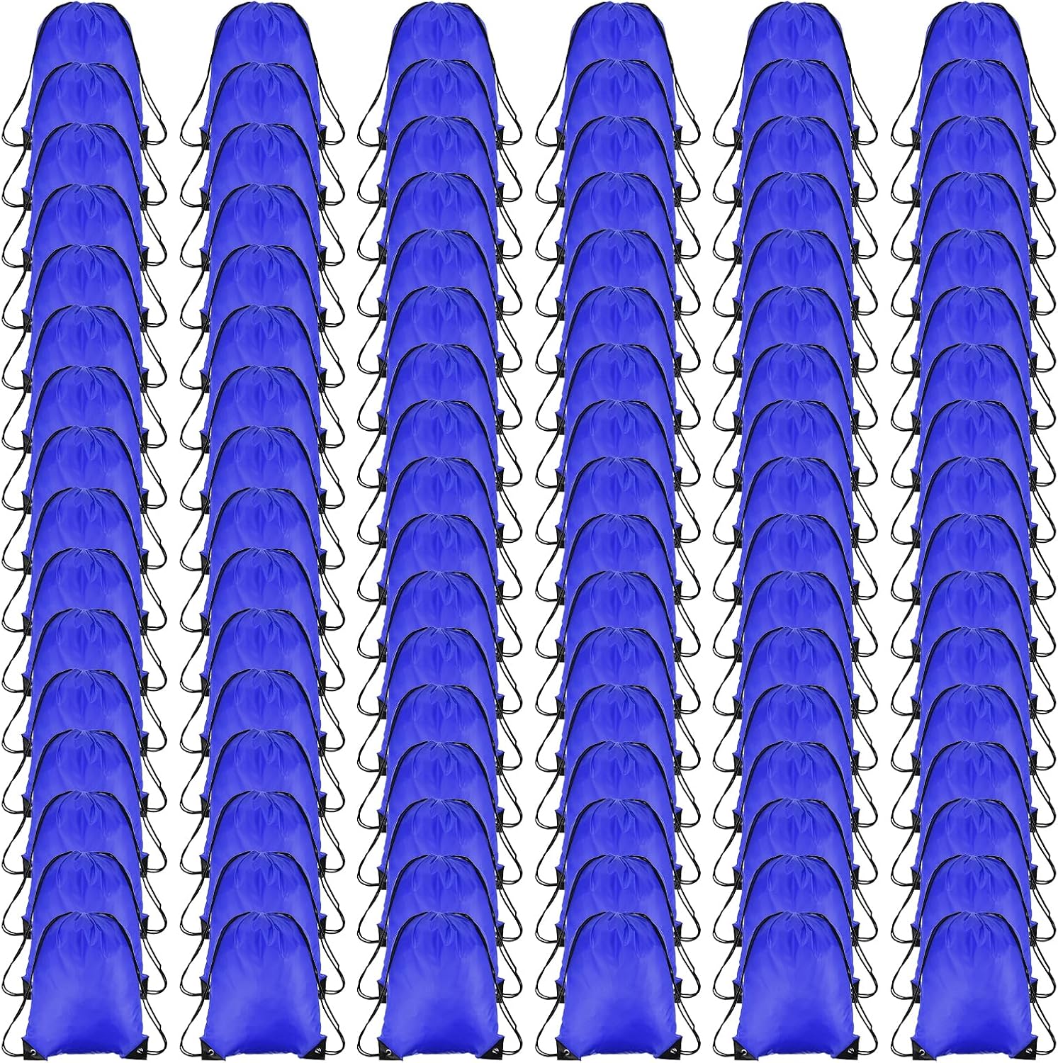 PATIKIL Drawstring Backpack Bulk 100 Pack Draw String Bags 210D Polyester Gym Cinch Sack for Women Men Gym Sport Travel Party, Blue (16.5' x 13.3')