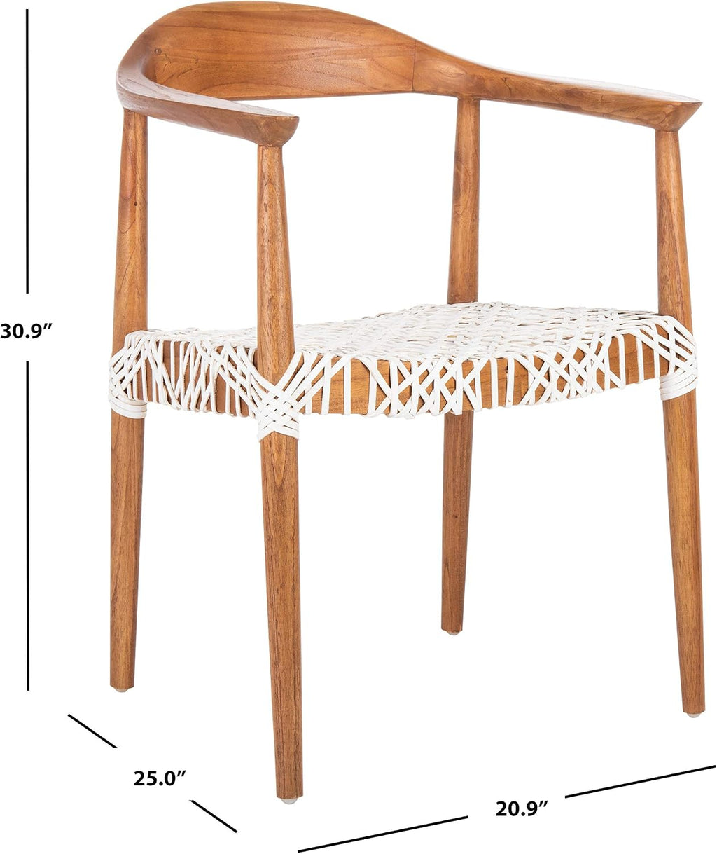 Safavieh Home Collection Juneau Leather Woven Natural and Off-White Accent Chair
