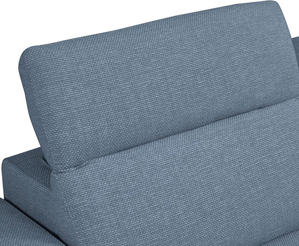 Furniture of America Kirel Modern Sectional Recliner with USB Ports, Adjustable Headrests and Swivel Armrest, Reclining Sofa, L Shape Couch for Living Room, Office, Home Theater, Playroom, Blue