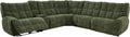 Furniture of America Tavie Modern Reclining Sofa with Storage Console and Cup Holders, Sectional Recliner, L Shaped Couch for Living Room, Home Theater, Playroom, Jade Green