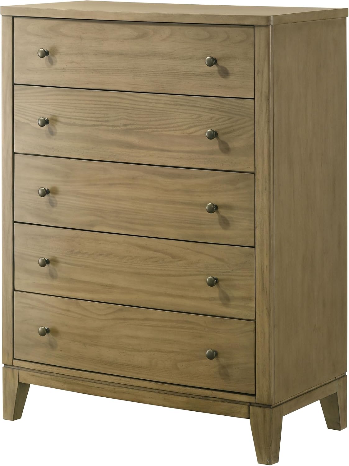 Coaster Home Furnishings - Granada - Wood - 5-Drawer Chest with Antique Nickel Hardware, Felt-Lined Top and Square Tapered Legs - Modern Classic - Bedroom - Natural Pine - 224925
