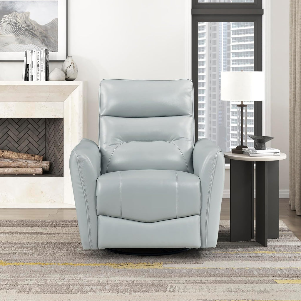 Lexicon Swivel Glider Reclining Chair, Top Grain Leather Match Manual Recliner, Comfy Nursery Glider Recliner, Swivel Reclining Chair for Living Room/Office/Bedroom/Apartment, Aqua
