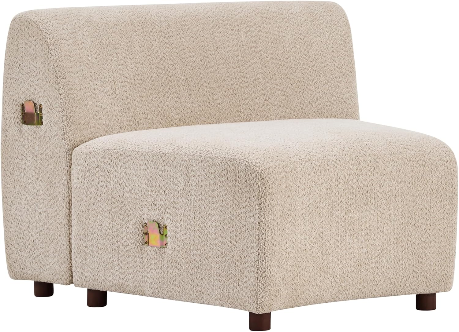 Christopher Knight Home Xata 100.75' Boucle Upholstered Sectional Sofa, Armless 3-Seater Home Sofa Living Room, Sturdy Wooden Frame Couches with Curved Design, Cloud Couch with Deep Seat, Beige