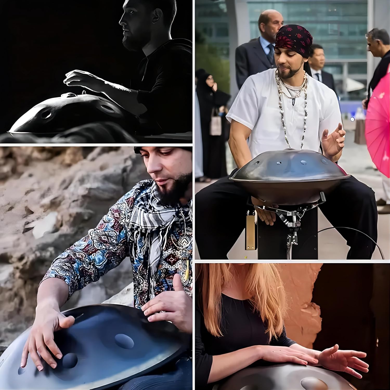 YAYUZEST Advanced Adult Handpan, 22-Inch 10-Note 440Hz D Minor Kurd Steel Drum with Soft Bag, 2 Mallets, Stand and Dust-Free Cloth (Black)