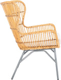 SAFAVIEH Home Collection Lenu Rattan White Cushion Accent Chair, Natural/Black (ACH6510B)