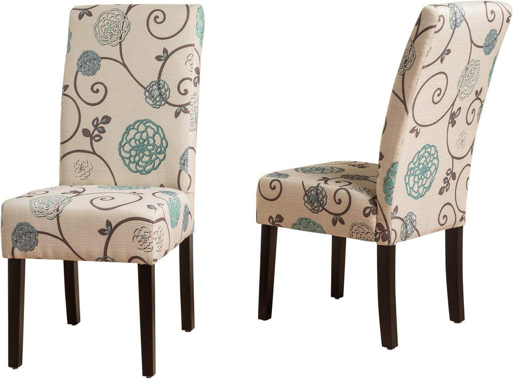 Christopher Knight Home Pertica Fabric Dining Chairs, 2-Pcs Set, Polyester White And Blue Floral