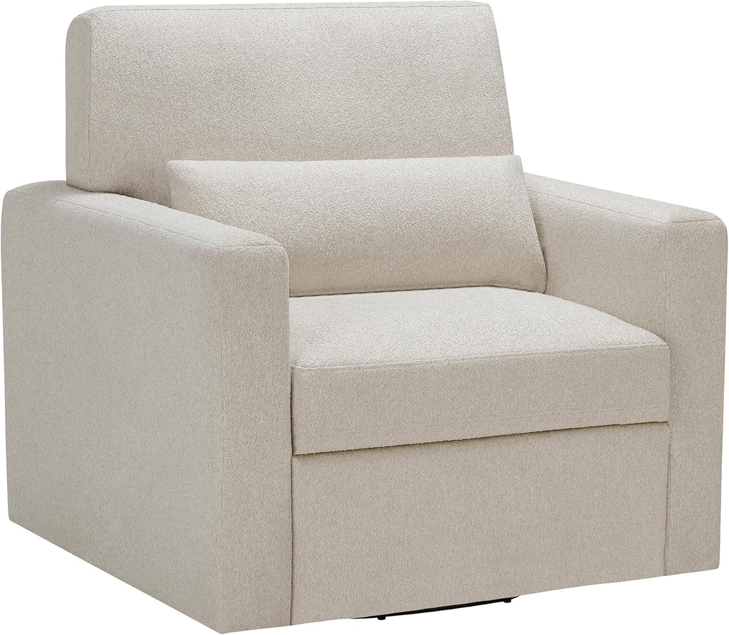 Lexicon Swivel Accent Chair, Modern Armchair, Boucle Single Sofa Chair with Lumbar Pillow for Living Room, Home Theater Seating, Bedroom, Easy Assembly, Beige