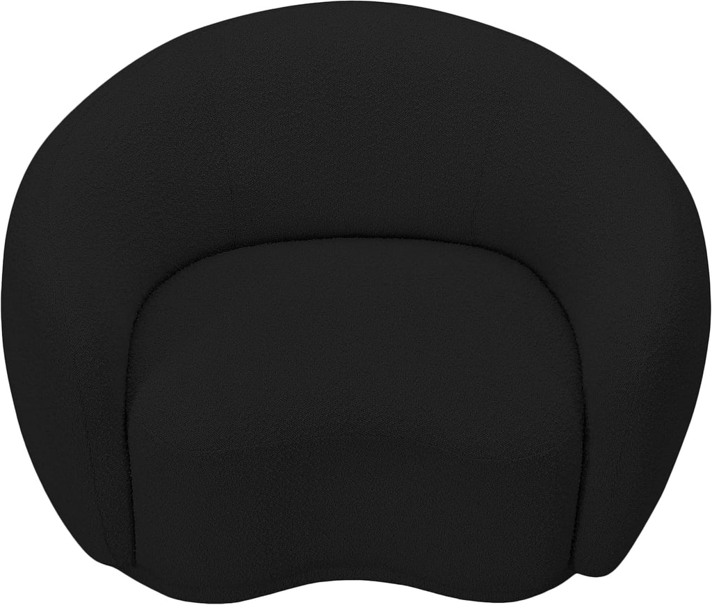 Meridian Furniture 693Black-C Hyde Collection Modern | Contemporary Boucle Fabric Upholstered Accent Chair with Rounded Back, Black, 42' W x 38' D x 27.5' H