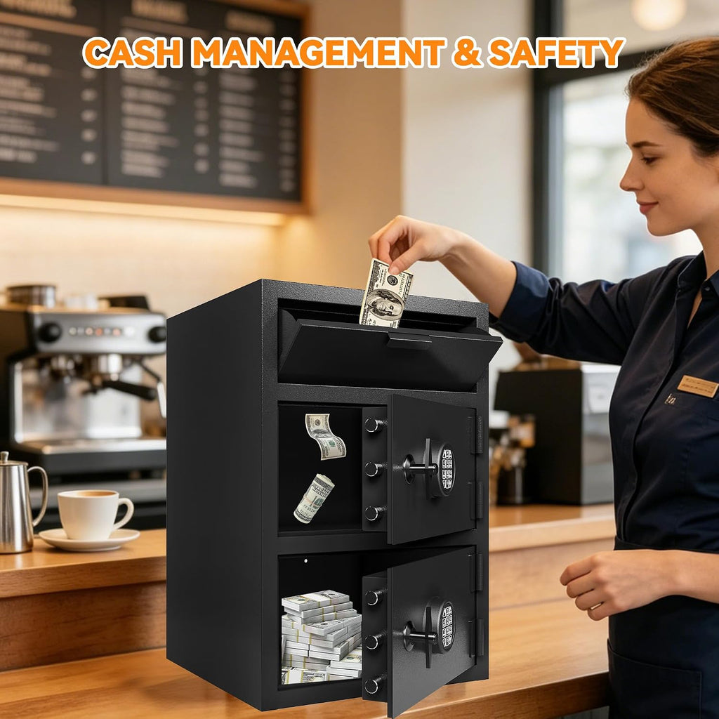 KAER 9.5 CuFt Drop Safe for Business, Cash Safe with Drop Slot, 116 lbs Heavy Duty Money Safe Box with Deposit Slot, Anti-Theft Safety Boxes for Home Floor Safe, Quick Access Digital Keypad Keys