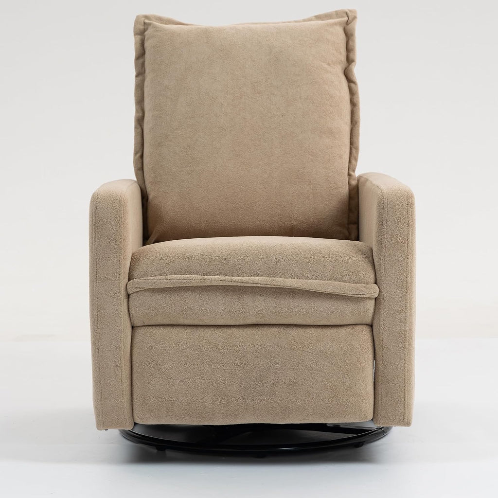 ERYE Modern Manual Reclining Chair Lovely Swivel Glider Rocker Chair for Living Room Bedroom Studio, Manual Recliner Armchair 360° Swivel Boucle Upholstered Nursery Armchair