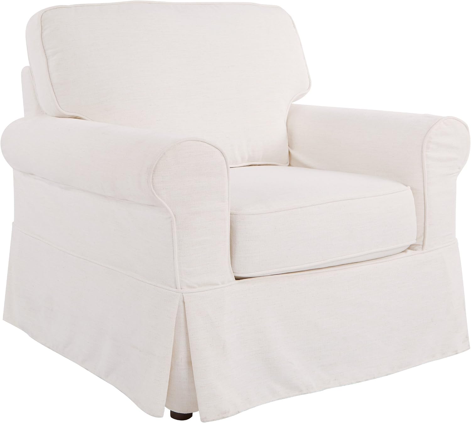 OSP Home Furnishings Ashton Rolled Arm Chair with Slipcover, White