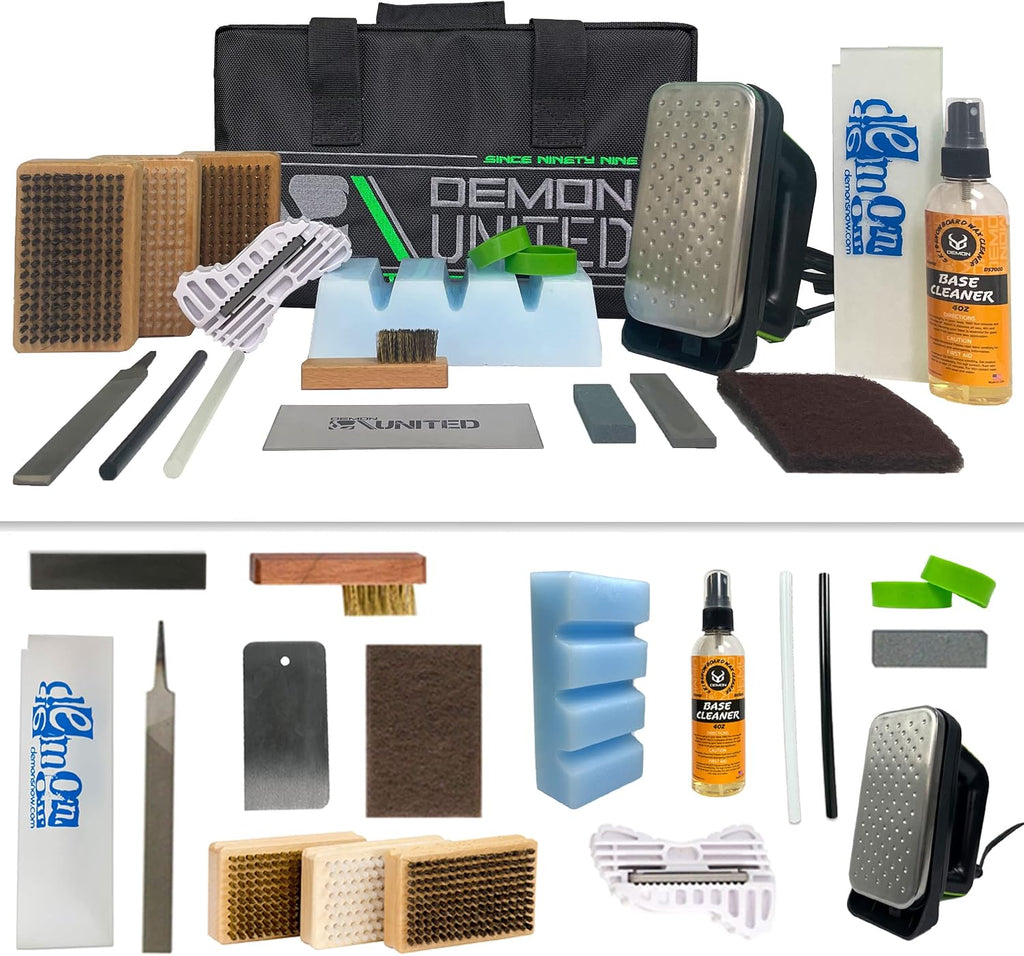 Demon Hyper Ski Tuning Kit & Snowboard Tune Kit with Iron, 1lb Wax Block & Base Cleaner and Elite X Ski and Snowboard Edge Tuner w/Side Edge Multi-Tool w/ 3 Diamond Files