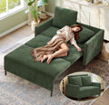 Welzona 47.2' Convertible Sofa Bed Couch, Comfy Corduroy Loveseat Sleeper Sofa, 620lbs Capacity Couch Bed, Easy Setup Love Seat Sleeper Bed with 2 Pillow, Small Couches for Living Room/Office, Green
