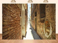20x10ft Fabric Venice Italy Narrow Red Brick Alley with Sunlight Backdrop Historic Cultural Background for Travel Themed Party Decorations Home Wall Hanging Tapestry Photo Booth Props