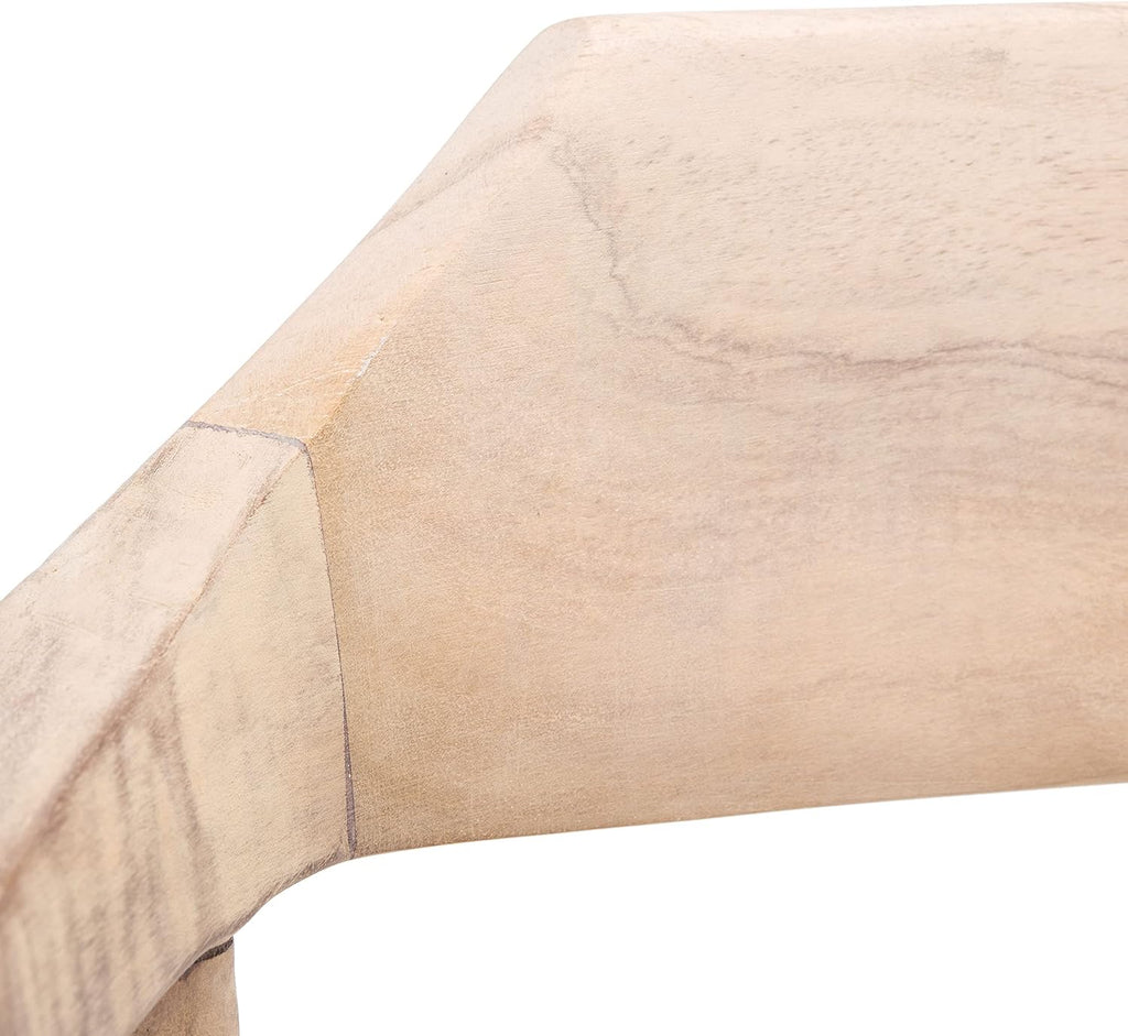 SAFAVIEH Home Collection Munro Natural Teak Wood/White Leather Woven Accent Chair (Fully Assembled)