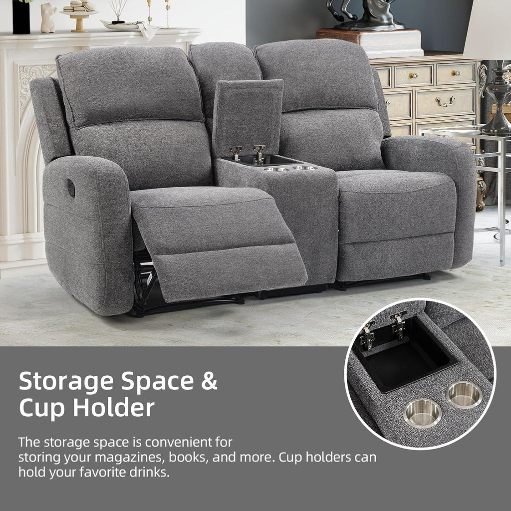 EBELLO Manual Living Room Furniture Reclining Couch Set, Soft Fabric Recliner Chair and Loveseat Sofa Couch for Meeting Room, Overstuffed Backrest(Recliner+Loveseat)