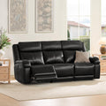 Watson & Whitely Genuine Leather Power Recliner Sofa, 3 Seater Wall Hugger Reclining Sofas with Power Headrest, USB & TypeC Ports, Electric Recliner Couch Set for Living Room, Black